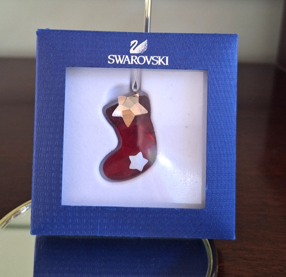 Swarovski Twinkling Stocking Stars Christmas Ornament 1054568 Red Crystal